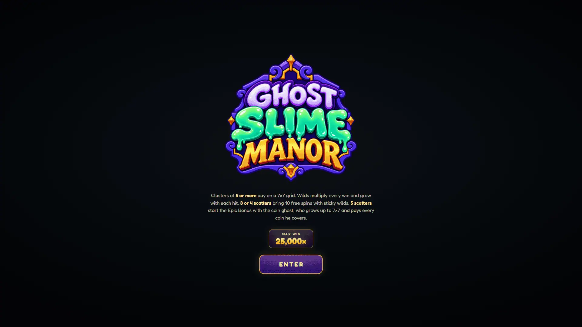 Ghost Slime Manor slot intro screen