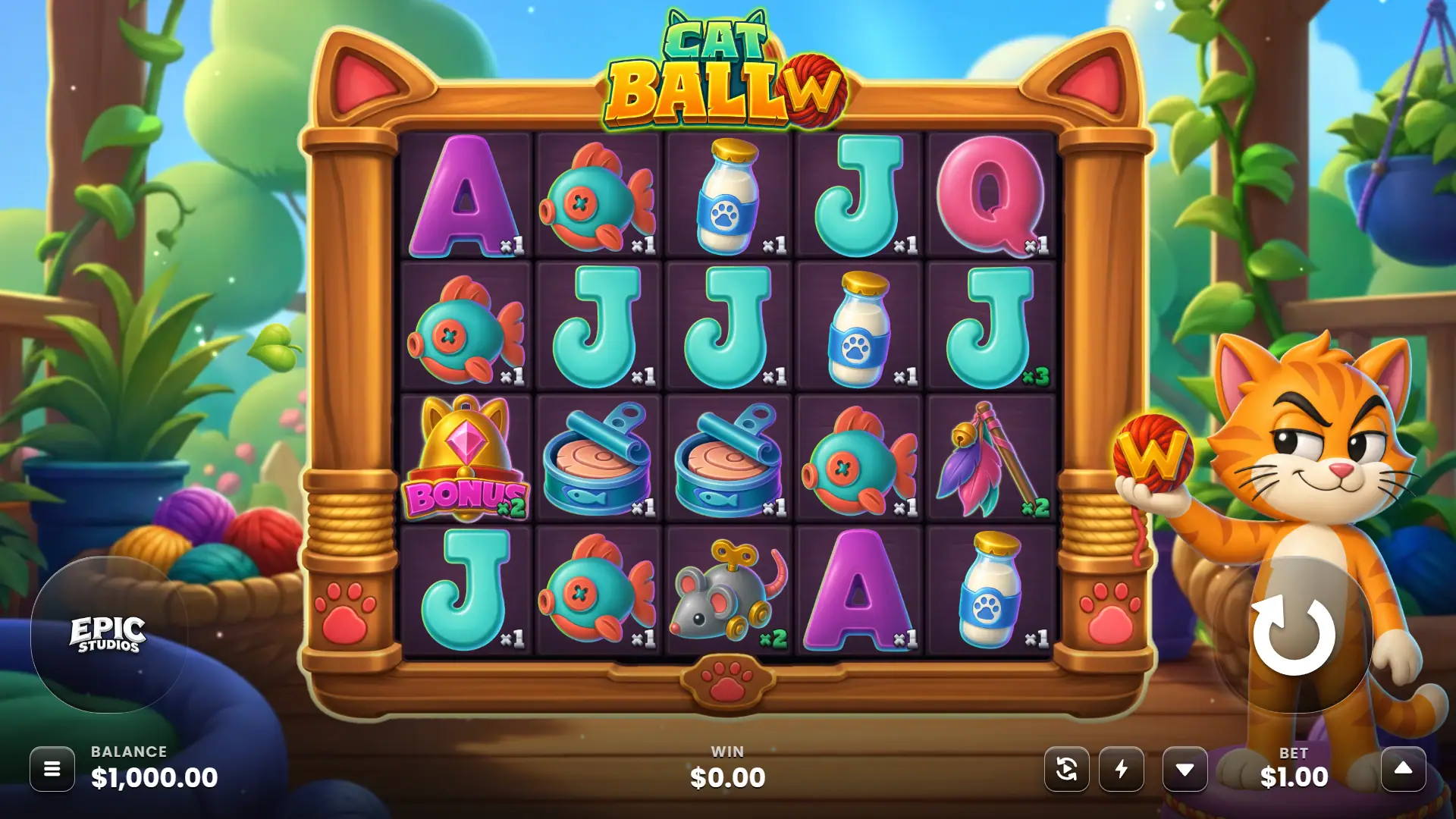 Cat Ball slot gameplay reels