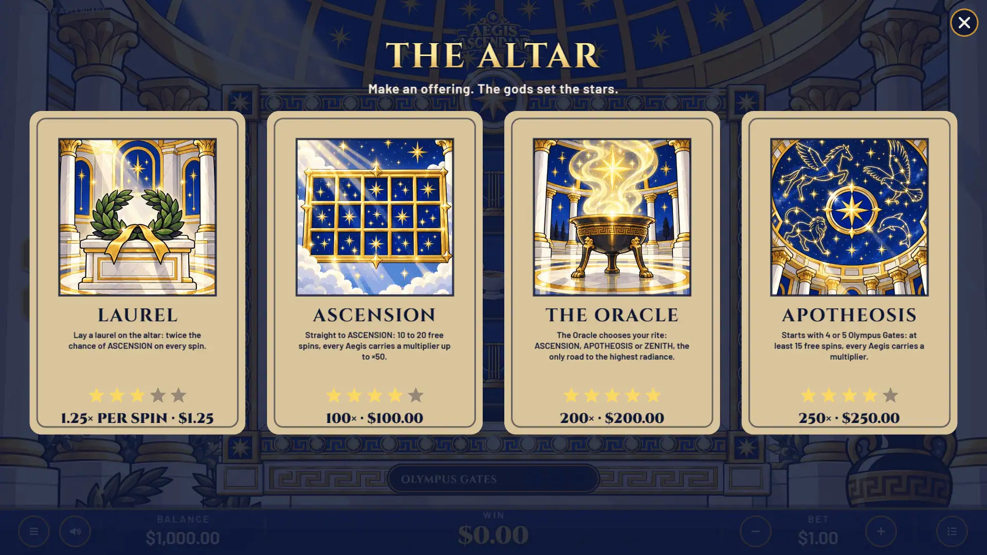 Aegis Ascendant bonus buy menu