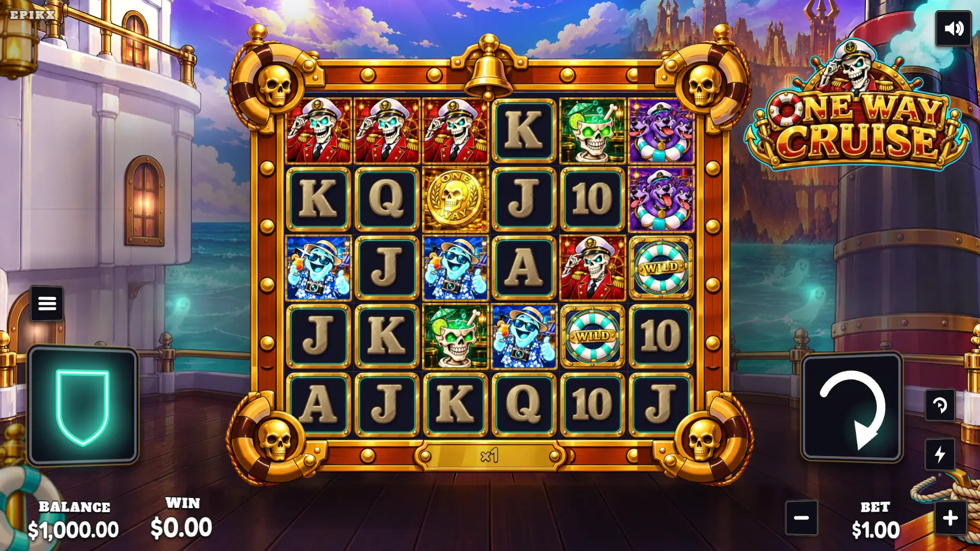 One Way Cruise slot gameplay reels
