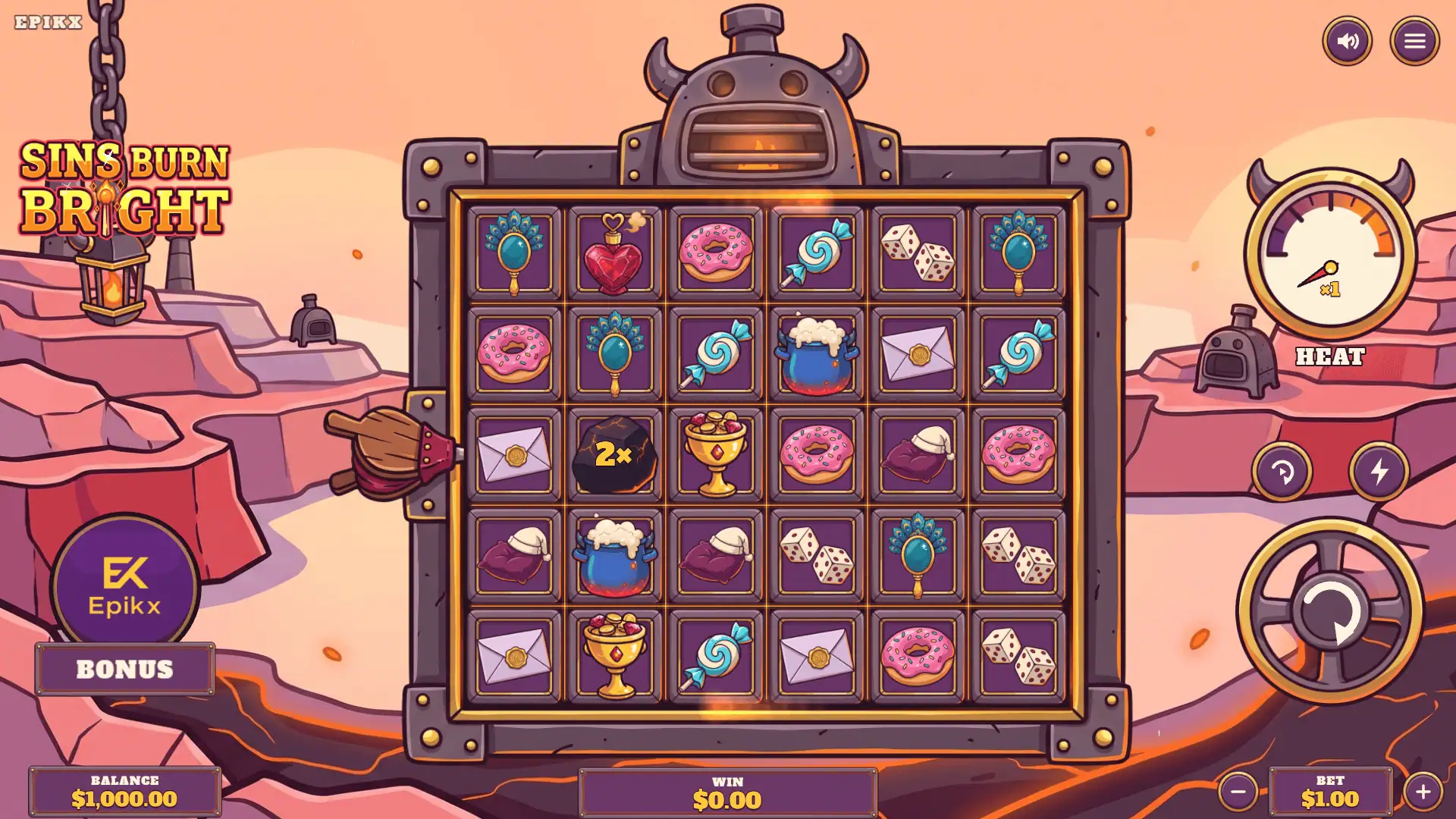 Sins Burn Bright slot gameplay reels