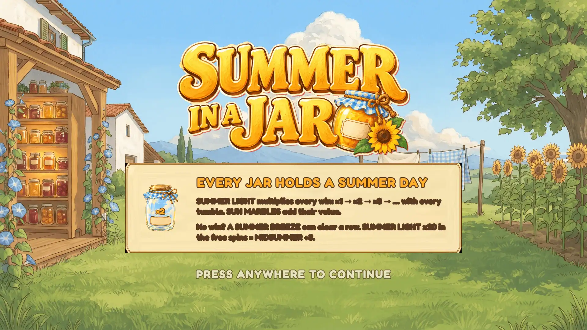 Summer In A Jar slot intro screen