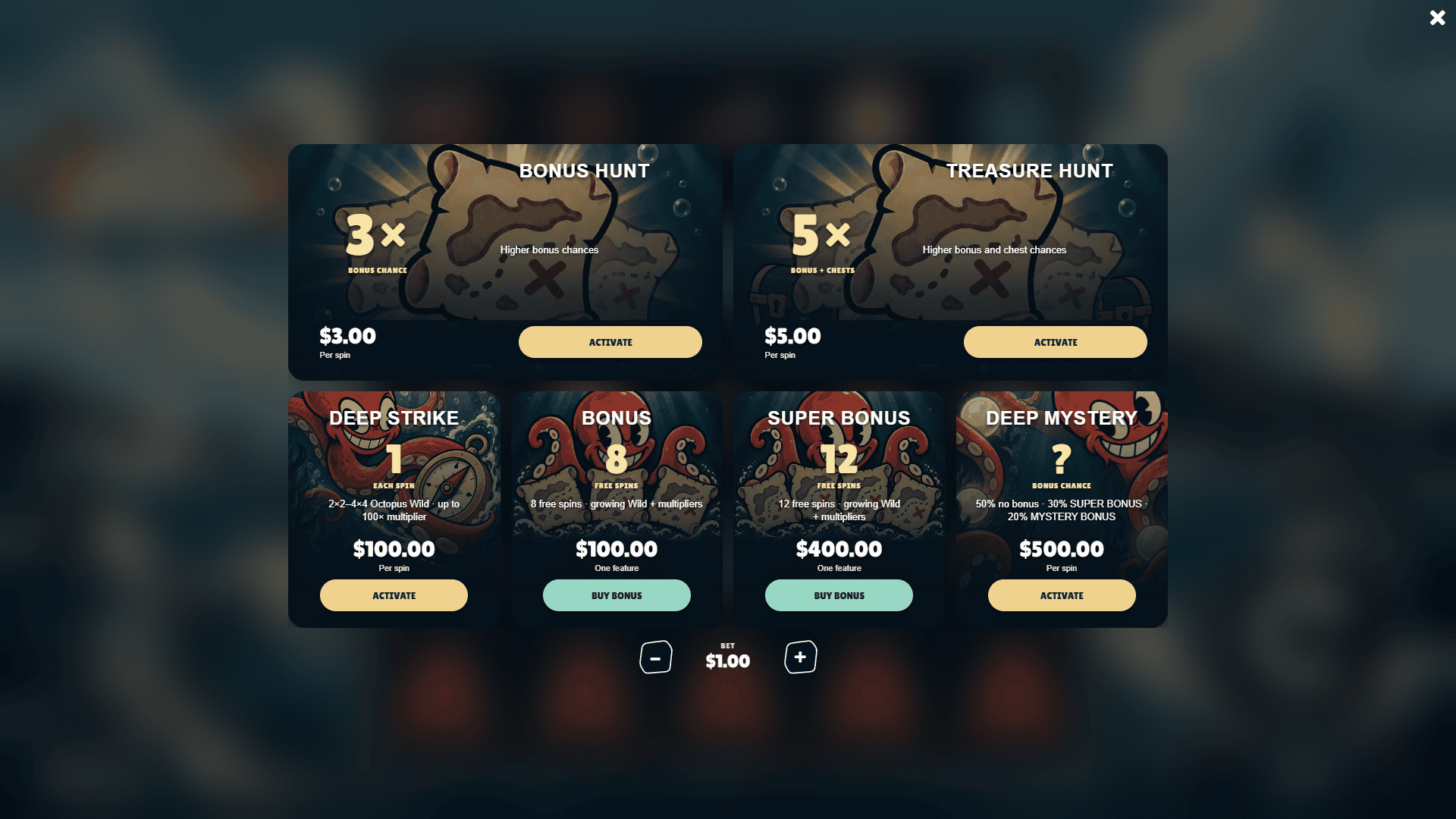 Hungry Deep bonus buy menu