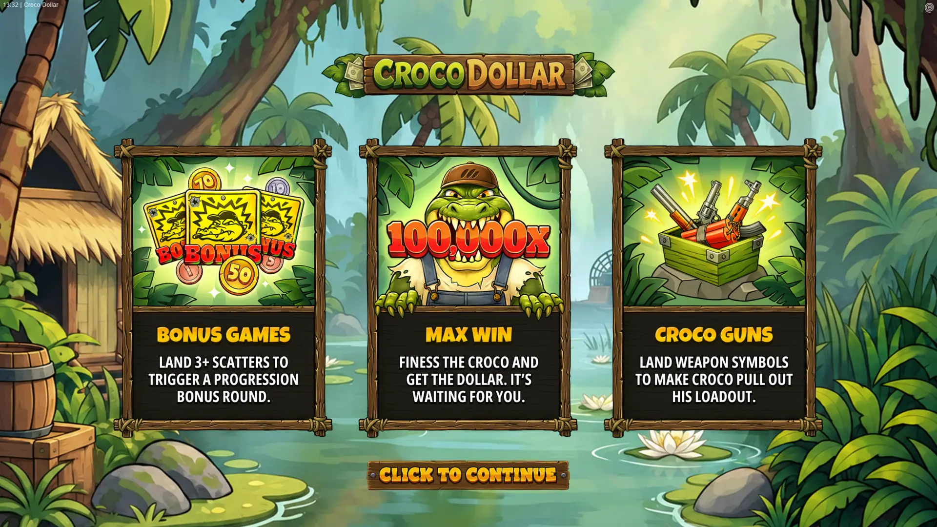Croco Dollar slot intro screen