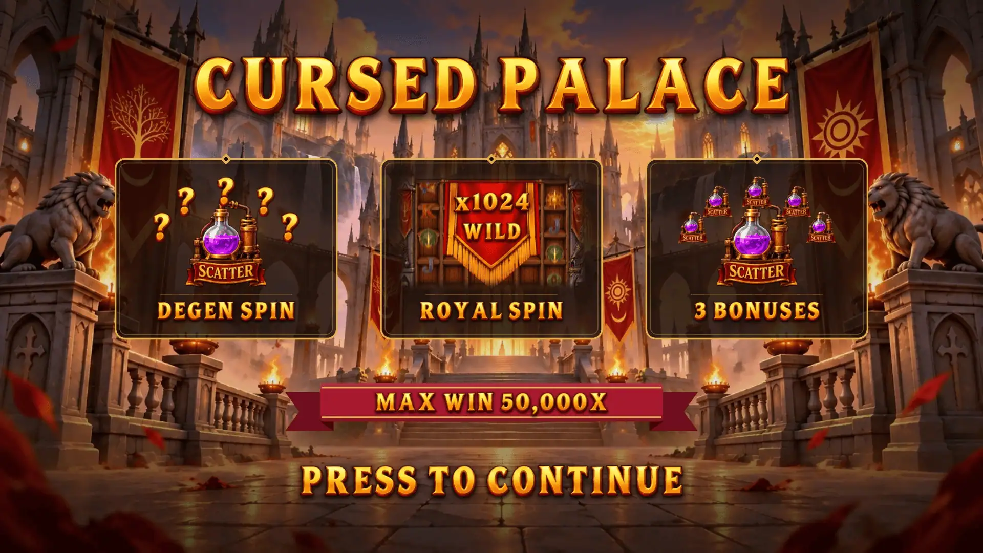 Cursed Palace slot intro screen