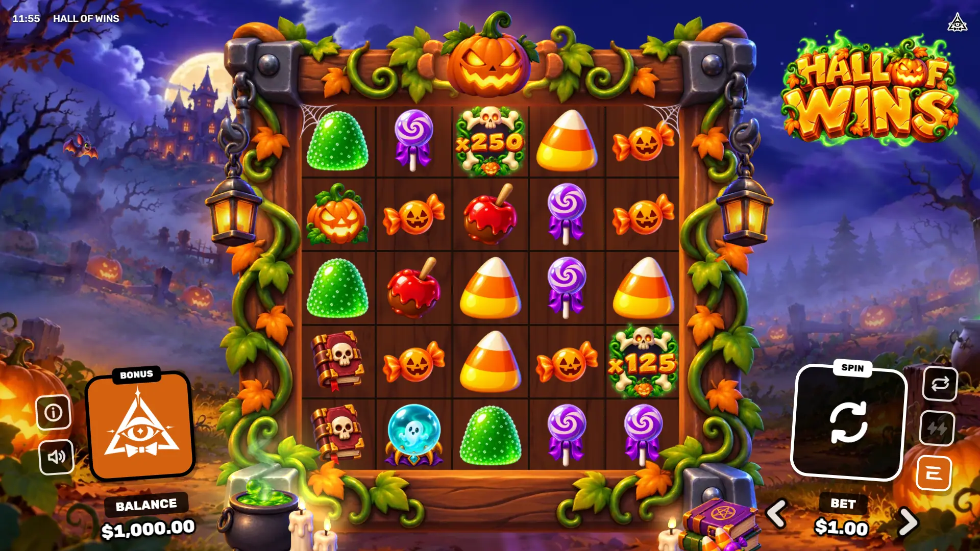Hall of Wins slot gameplay reels