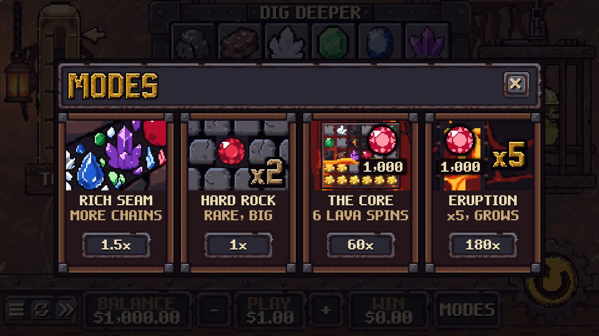 Dig Deeper bonus buy menu