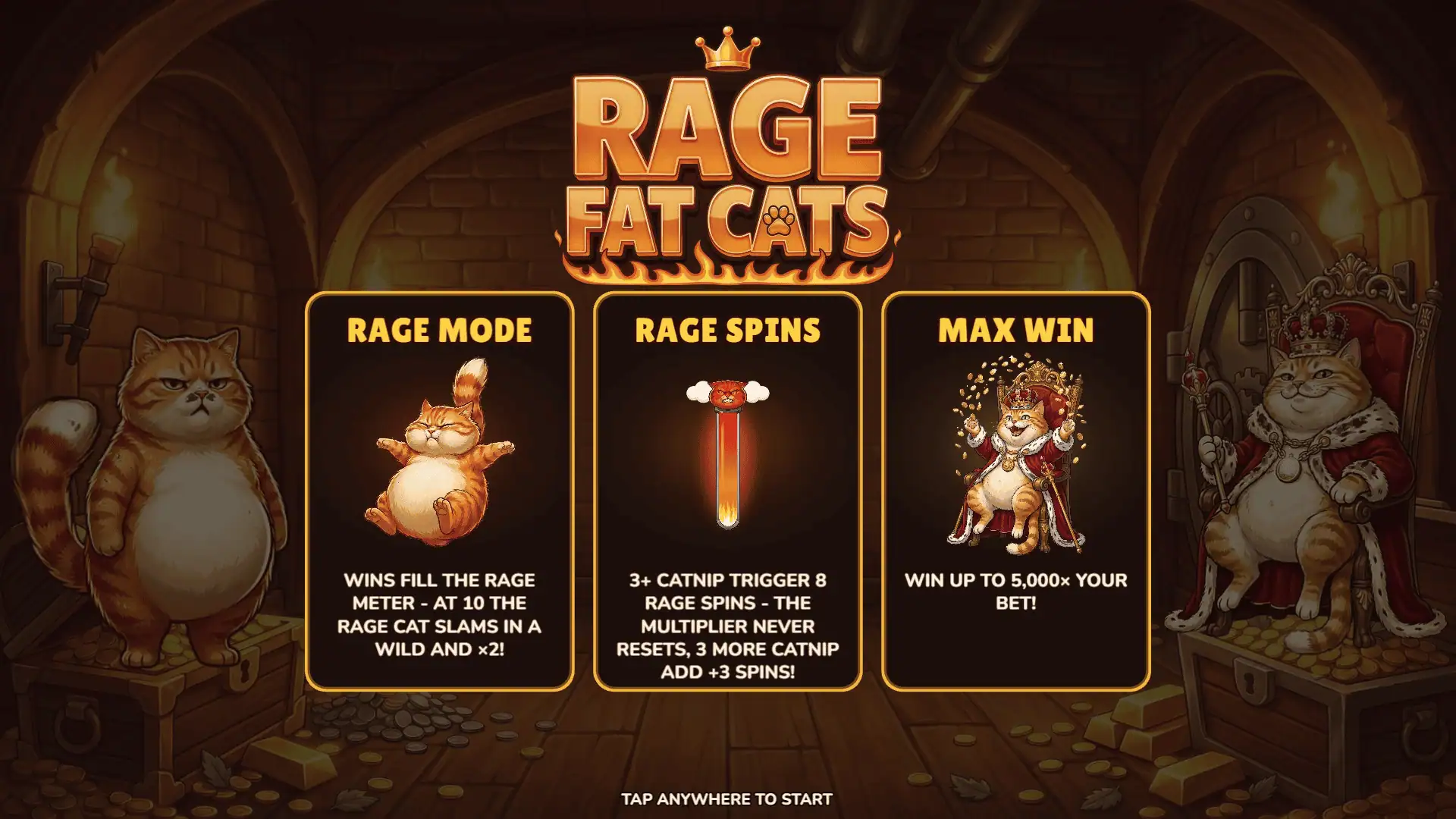 Rage Fat Cats slot intro screen