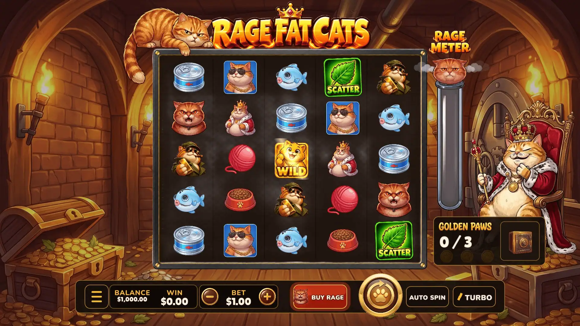 Rage Fat Cats slot gameplay reels
