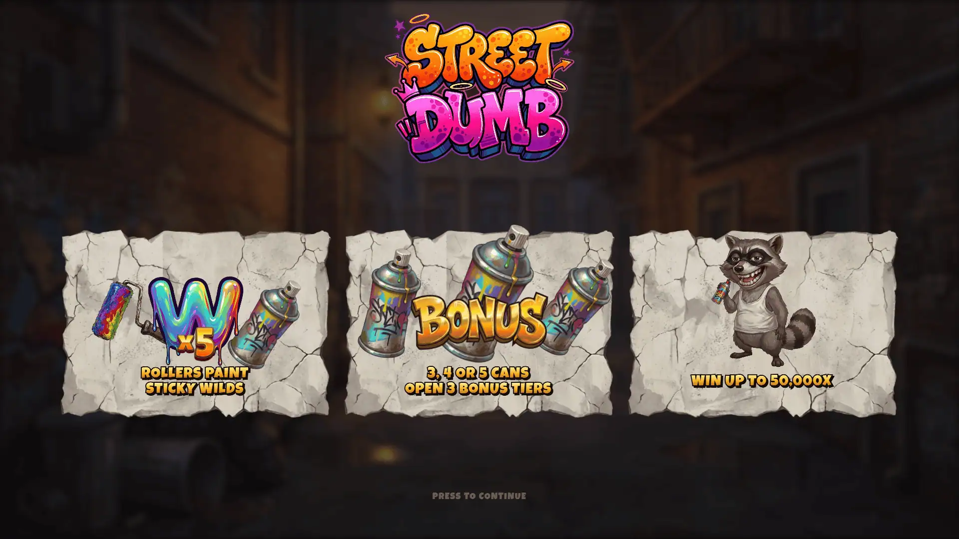 Street Dumb slot intro screen