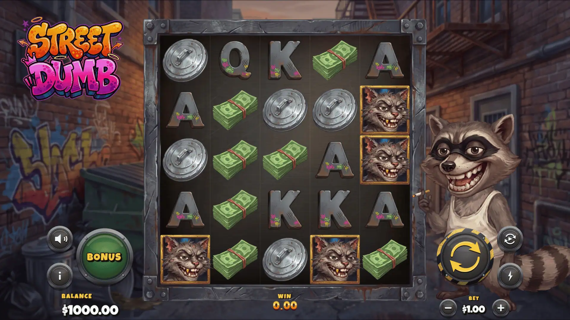 Street Dumb slot gameplay reels