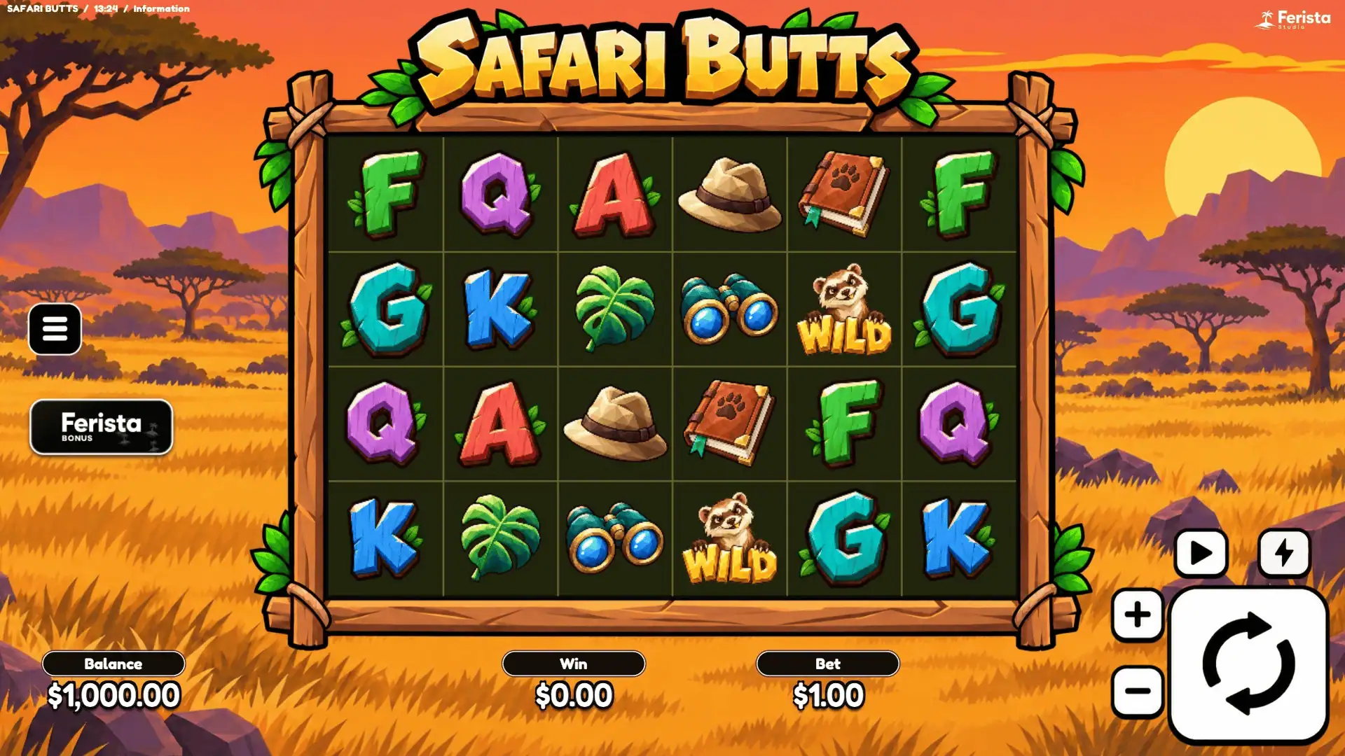 Safari Butts slot gameplay reels