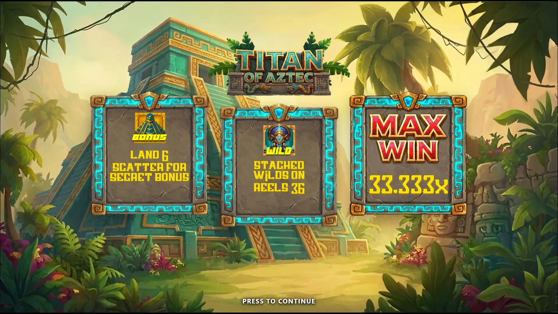 Titan of Aztec slot intro screen