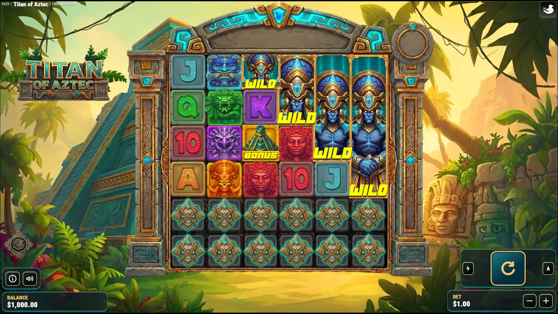 Titan of Aztec slot gameplay reels