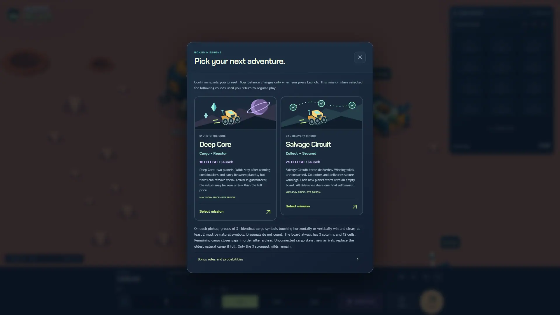 Rover Relics bonus buy menu