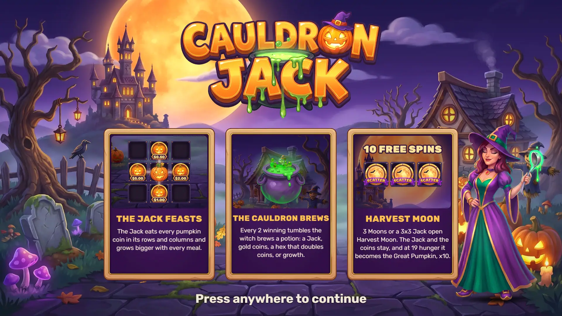 Cauldron Jack slot intro screen