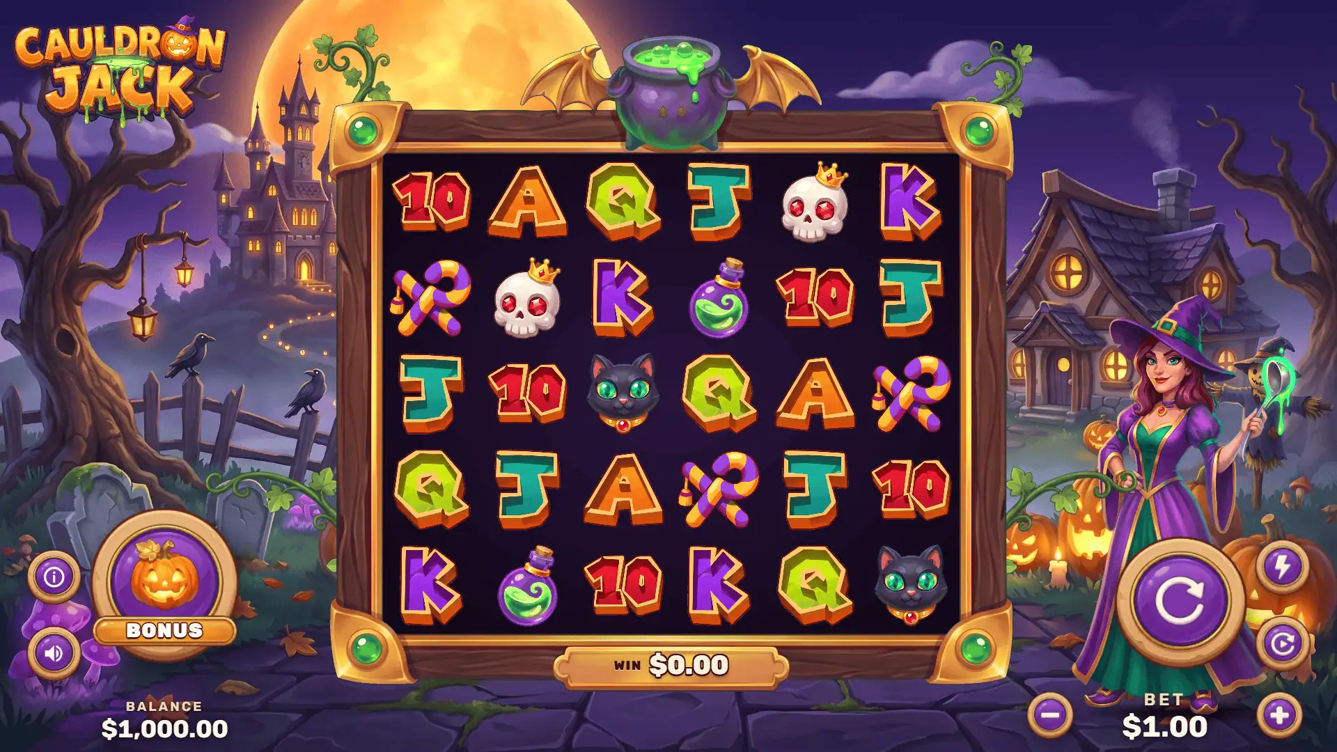 Cauldron Jack slot gameplay reels
