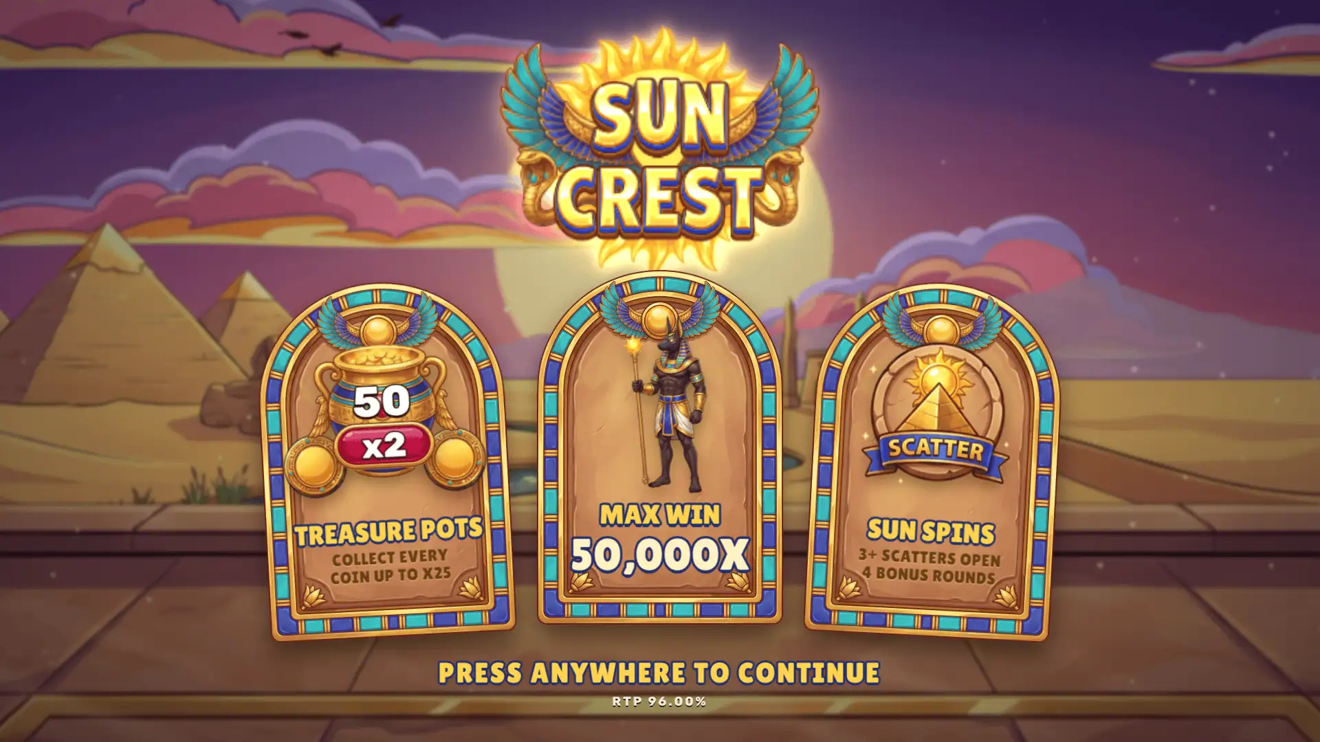 Suncrest slot intro screen