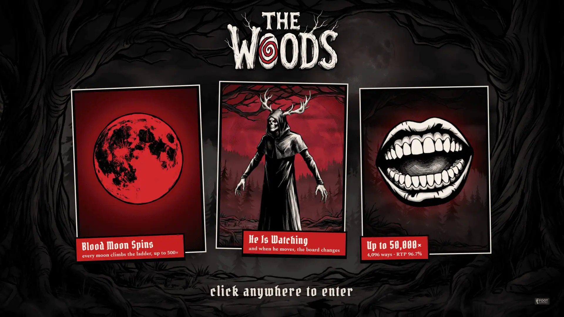 The Woods slot intro screen