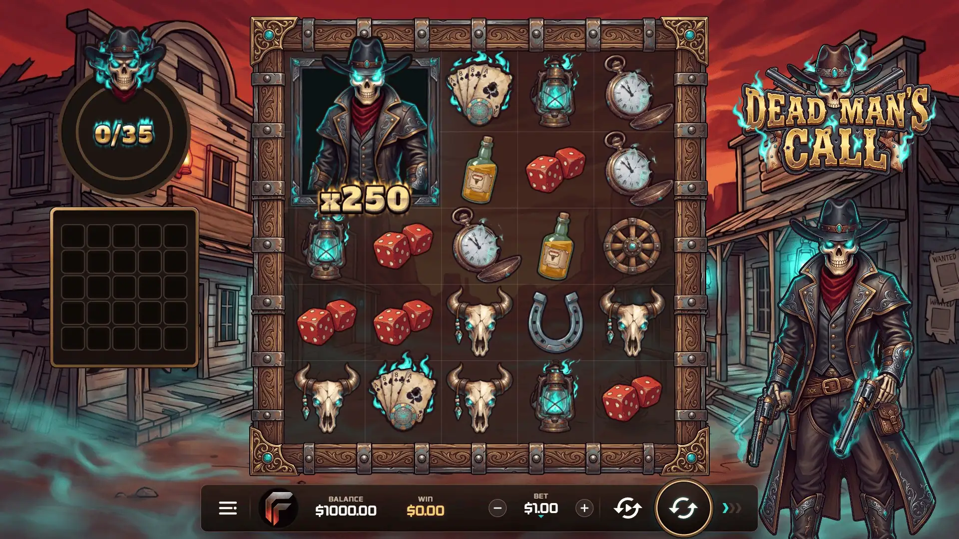 Dead Man's Call slot gameplay reels