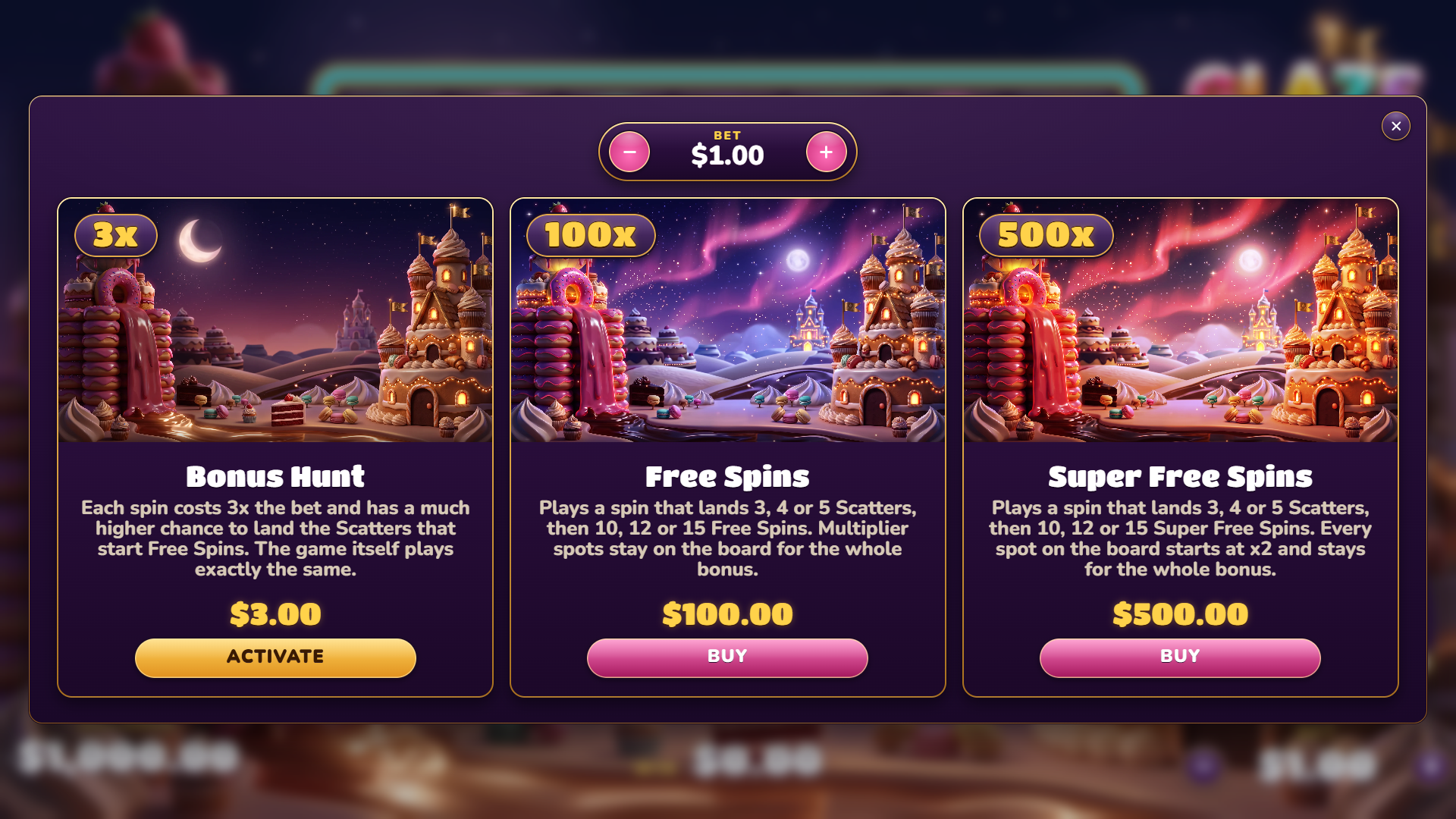 Glaze Craze bonus buy menu