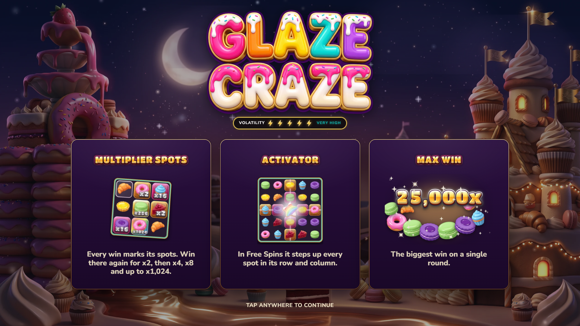 Glaze Craze slot intro screen