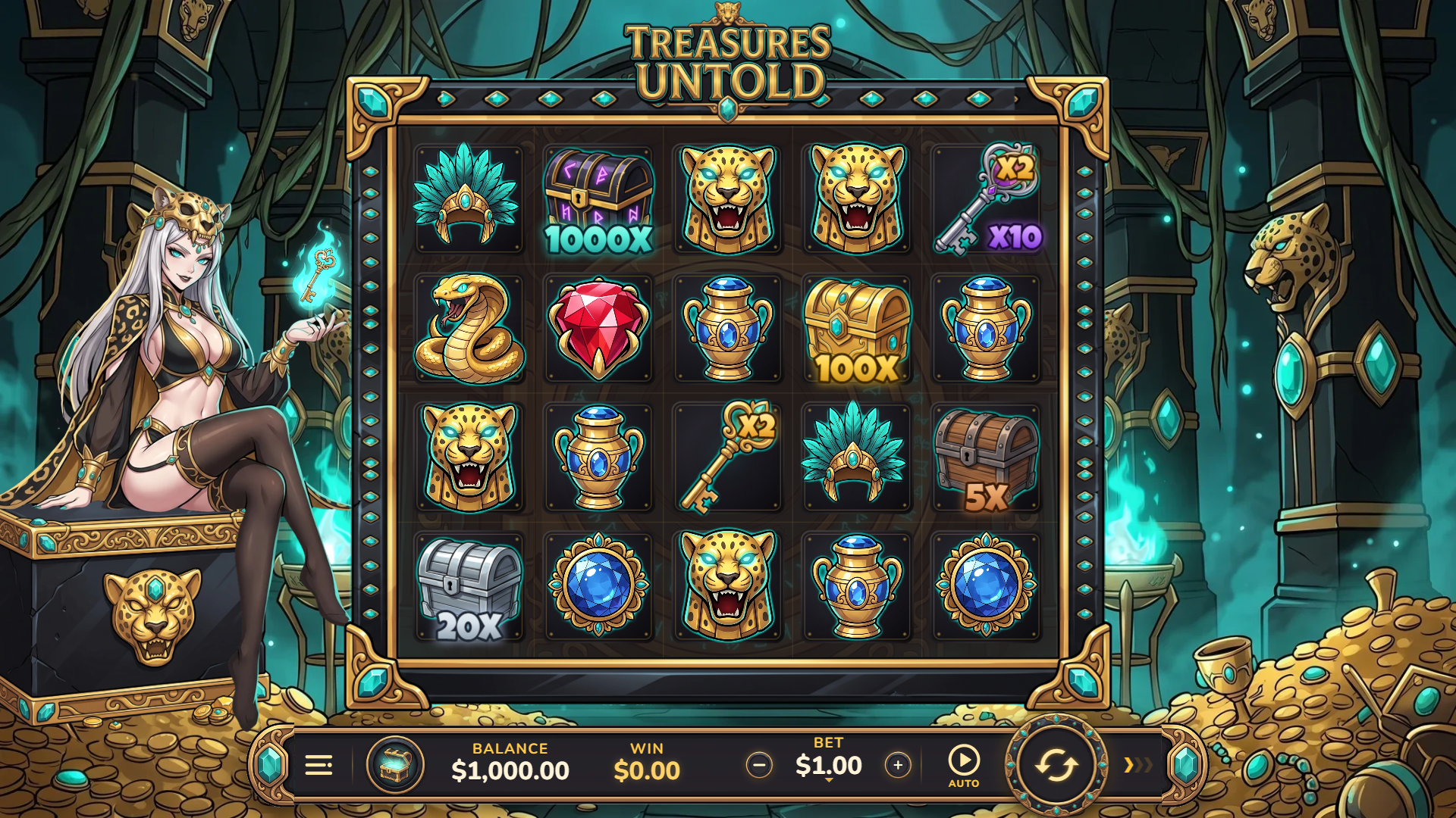 Treasures Untold slot gameplay reels