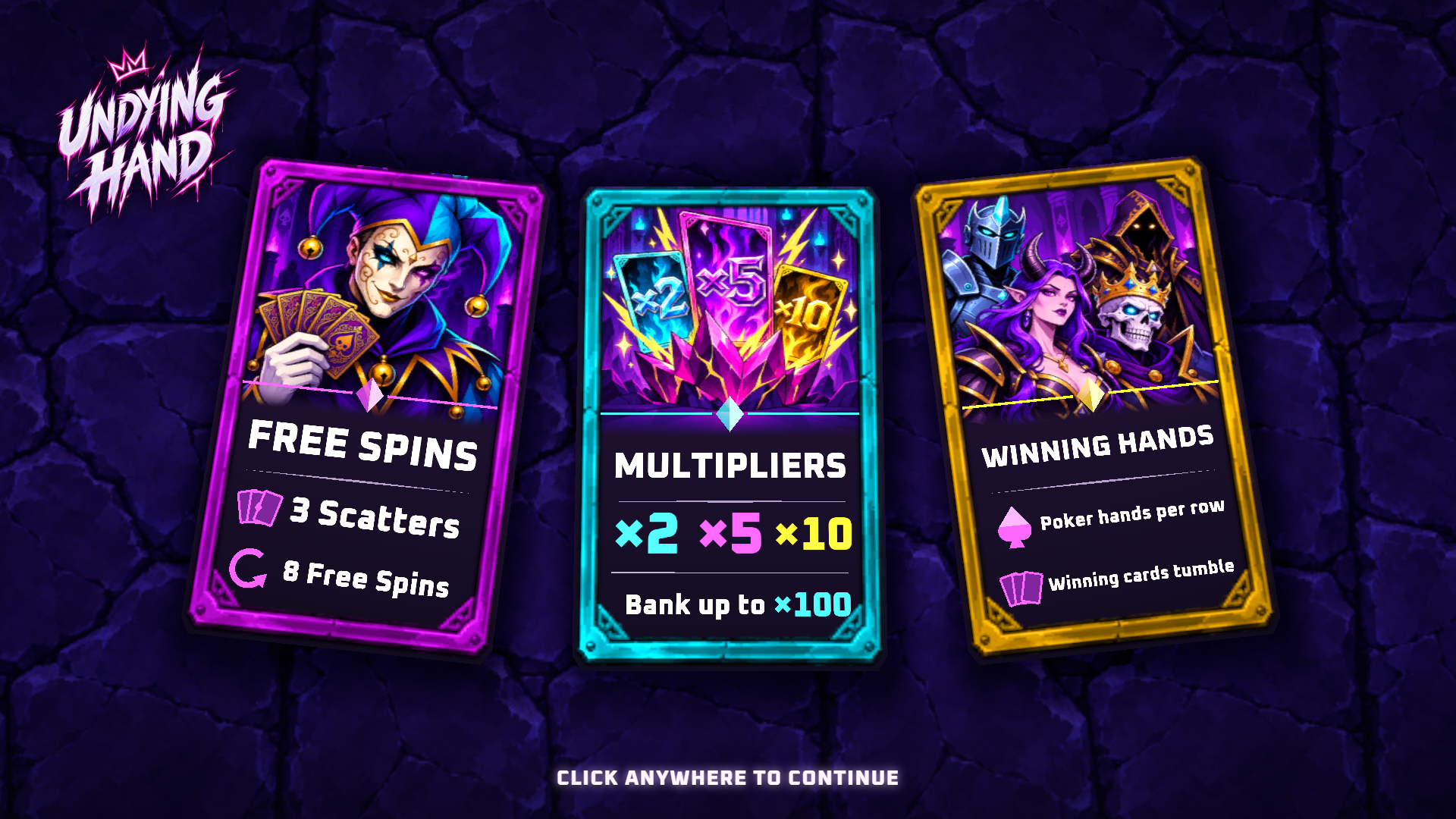 Undying Hand slot intro screen