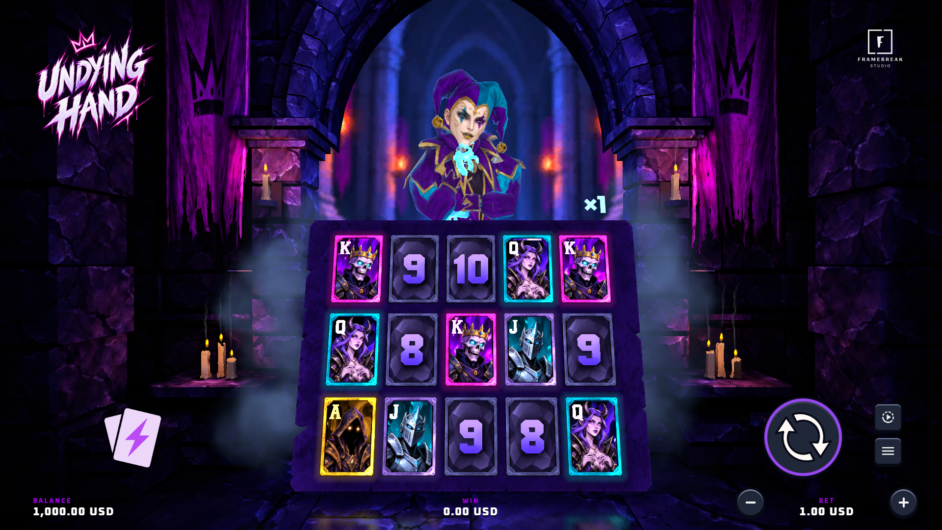 Undying Hand slot gameplay reels