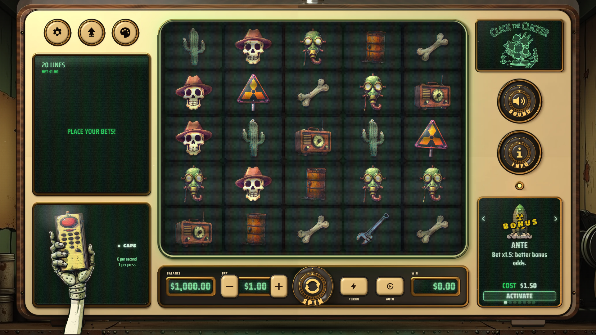 Click the Clicker bonus buy menu