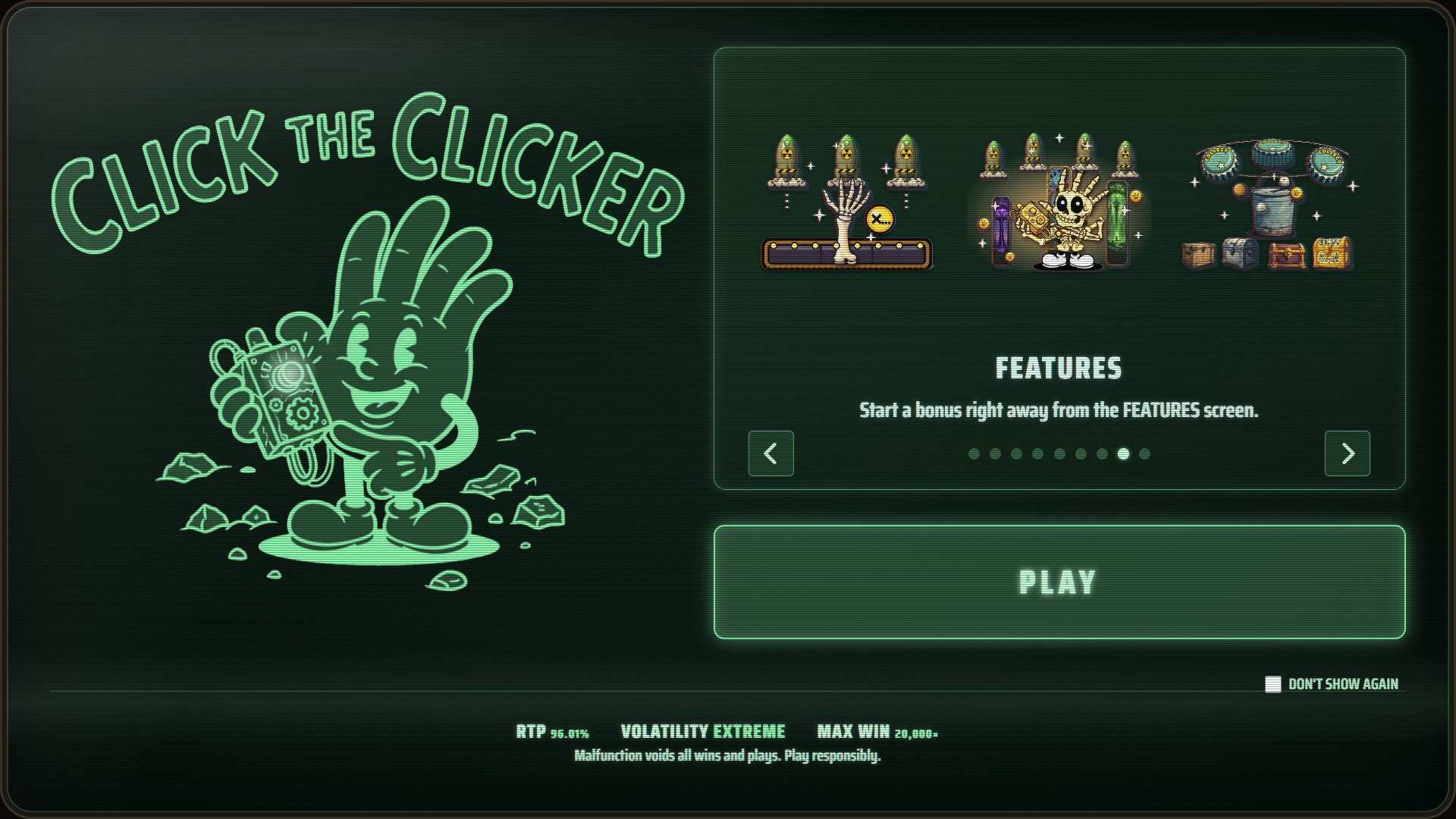 Click the Clicker slot intro screen