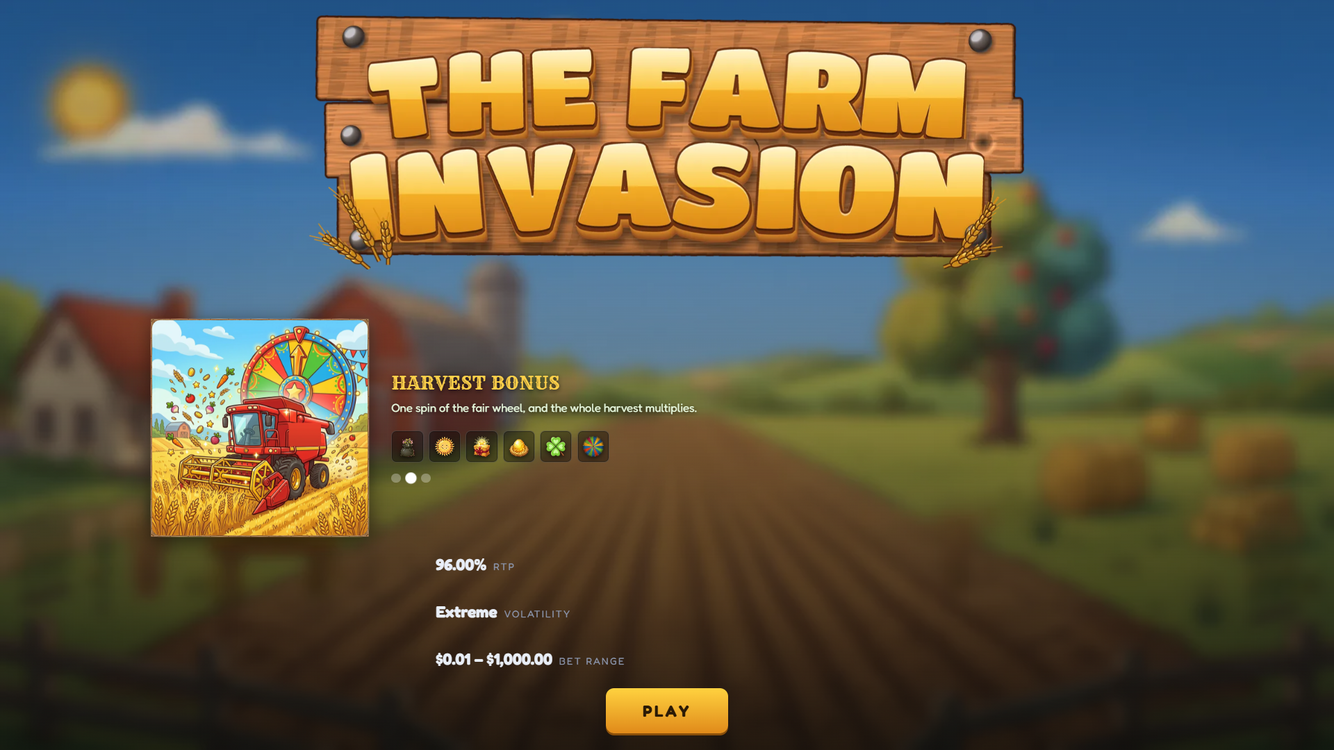 The Farm Invasion slot intro screen