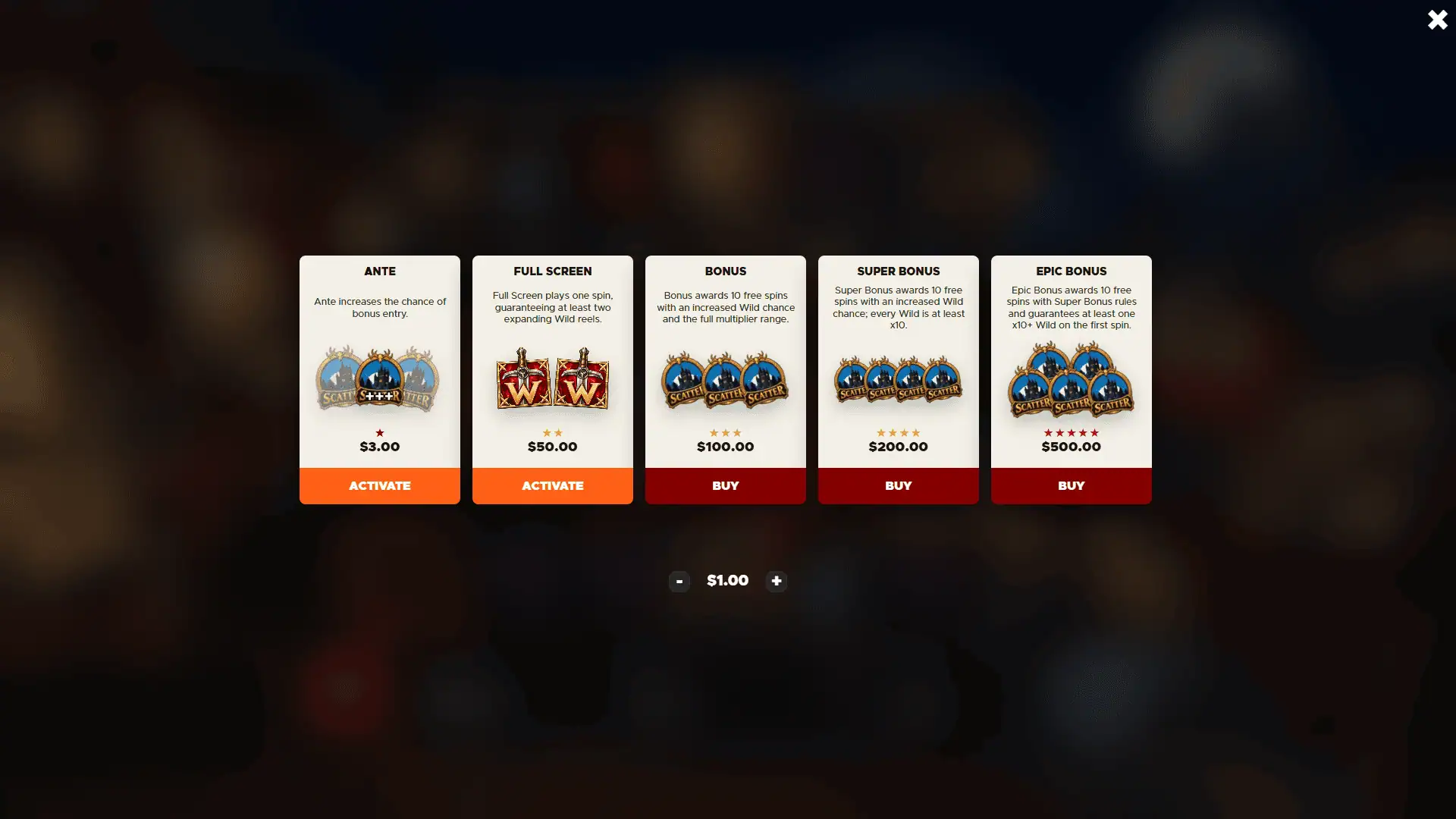 Monster Huntress bonus buy menu