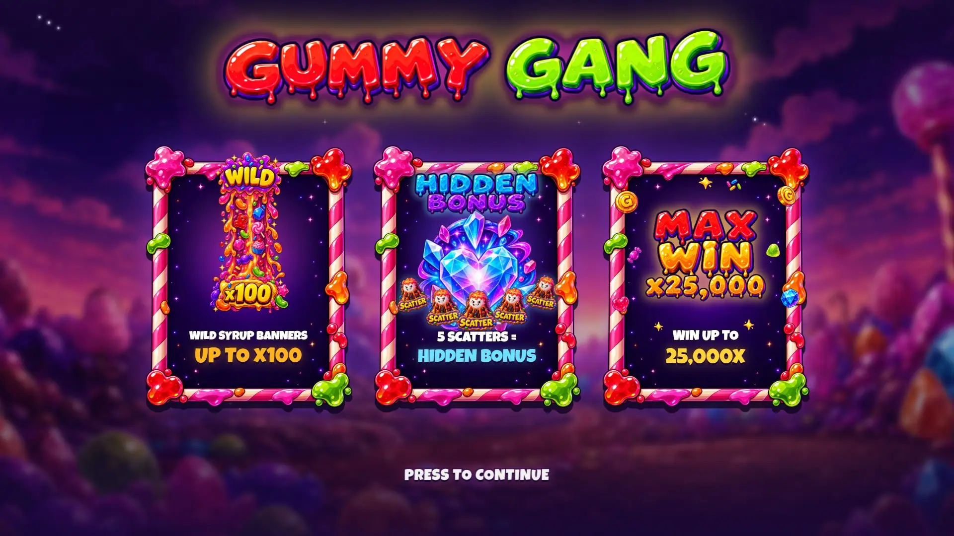 Gummy Gang slot intro screen