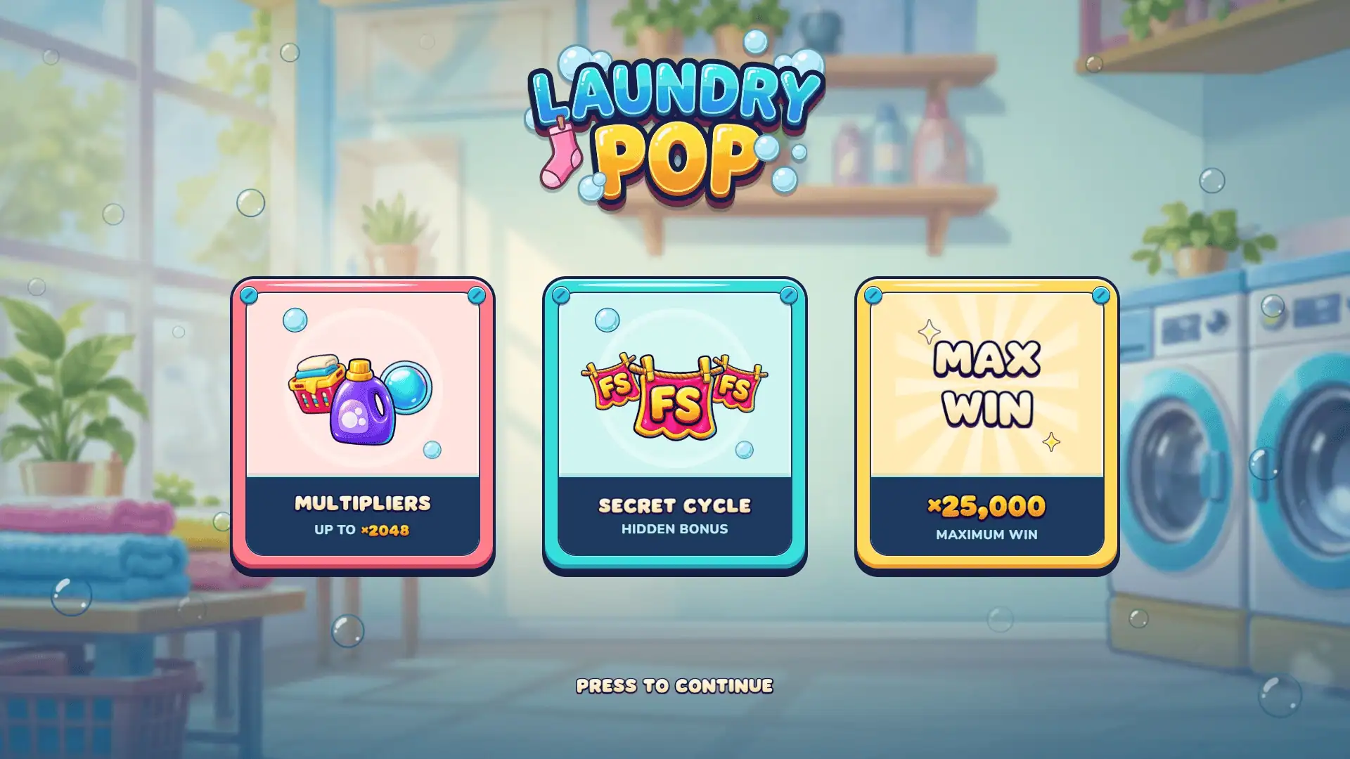 Laundry POP slot intro screen