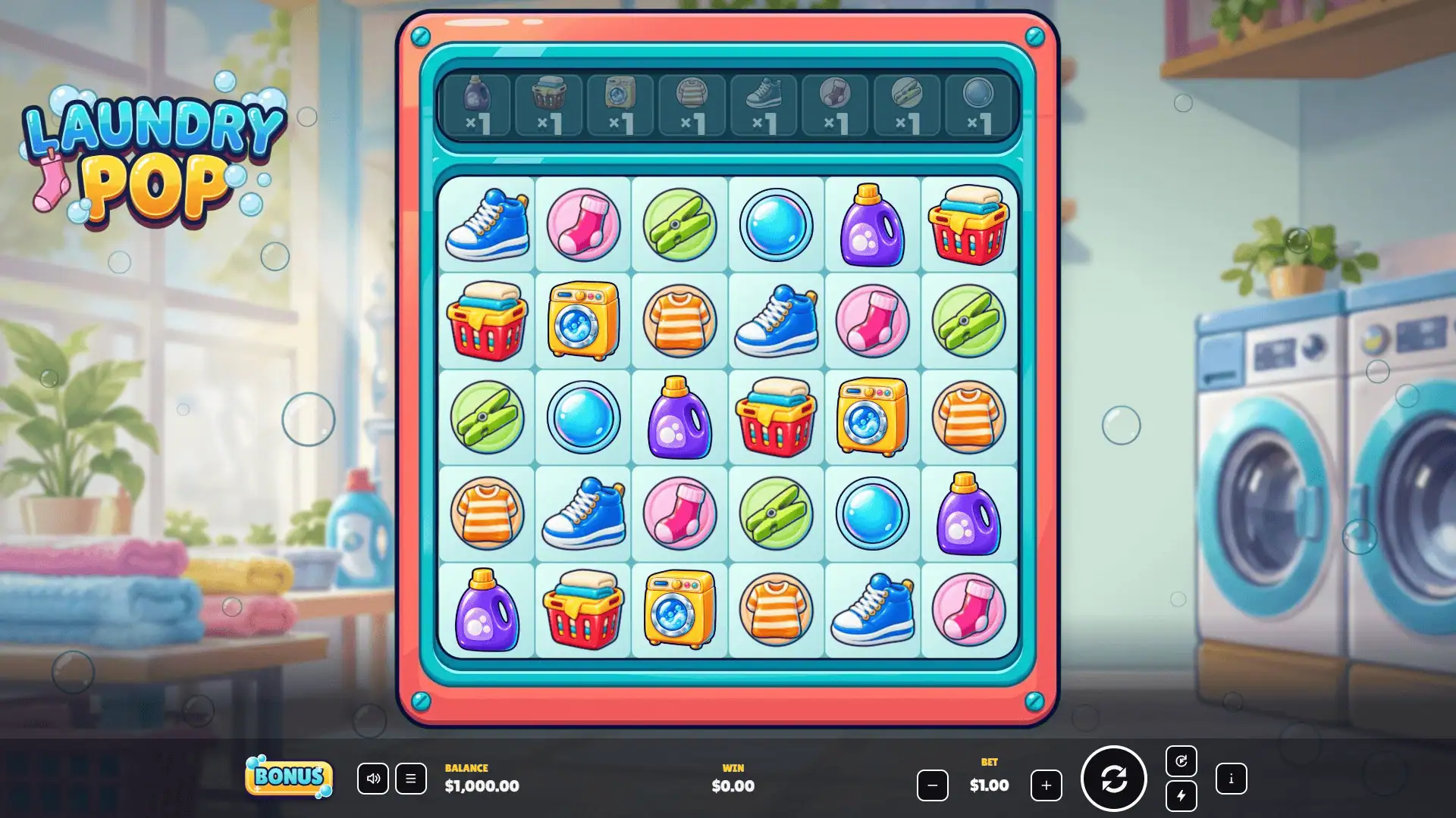 Laundry POP slot gameplay reels