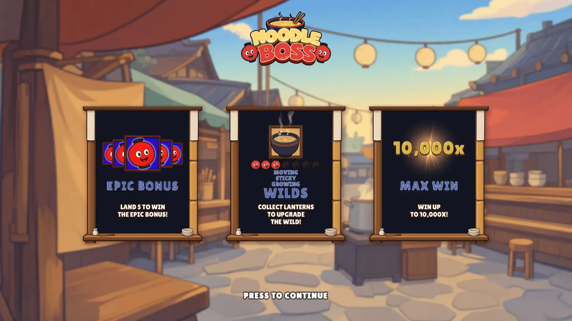 Noodle Boss slot intro screen