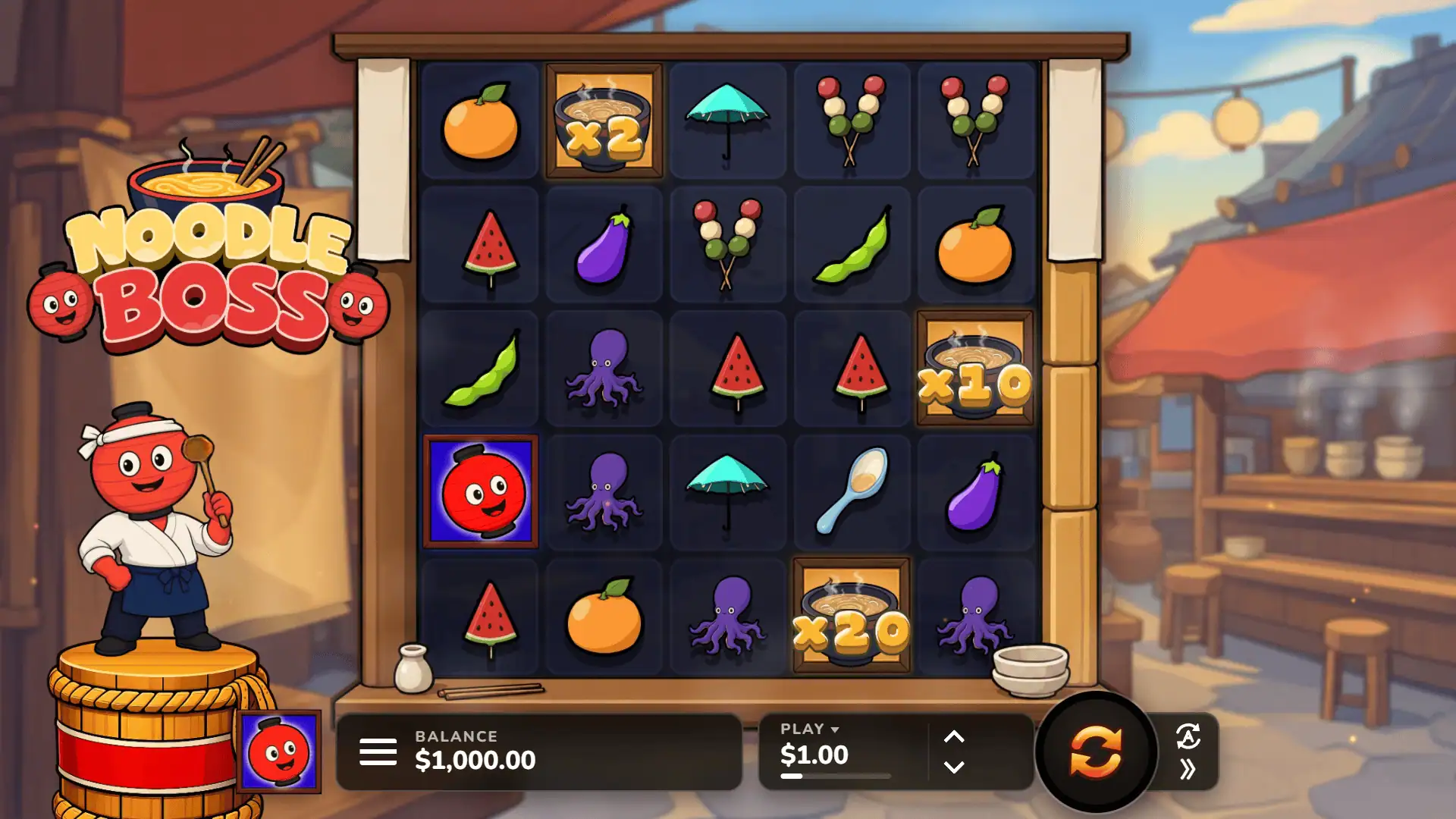 Noodle Boss slot gameplay reels