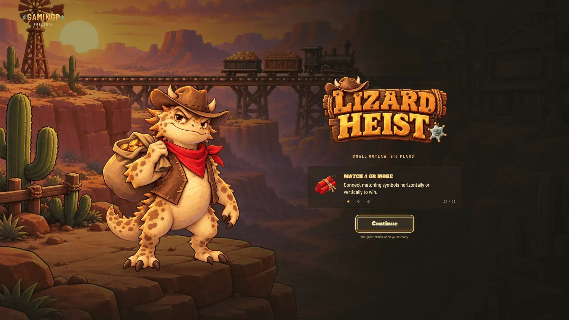 Lizard Heist slot intro screen