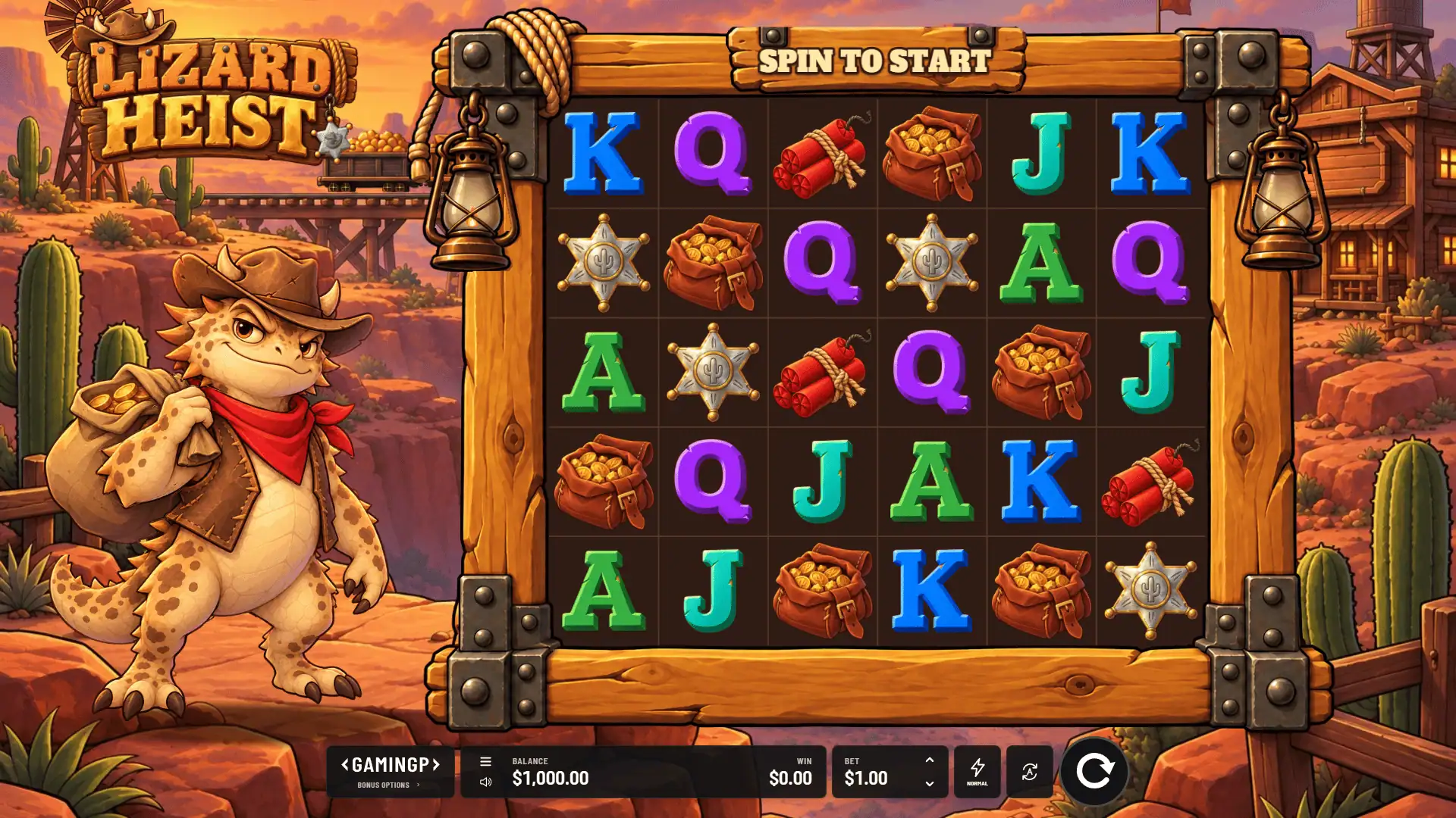 Lizard Heist slot gameplay reels