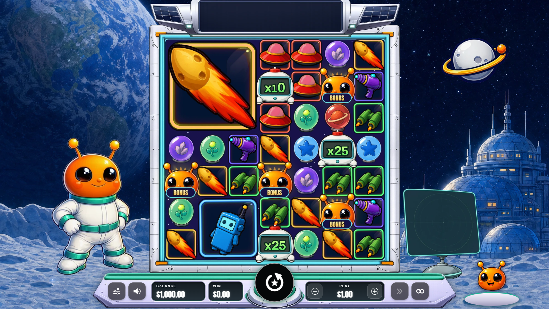 Moonbase Mayhem slot gameplay reels