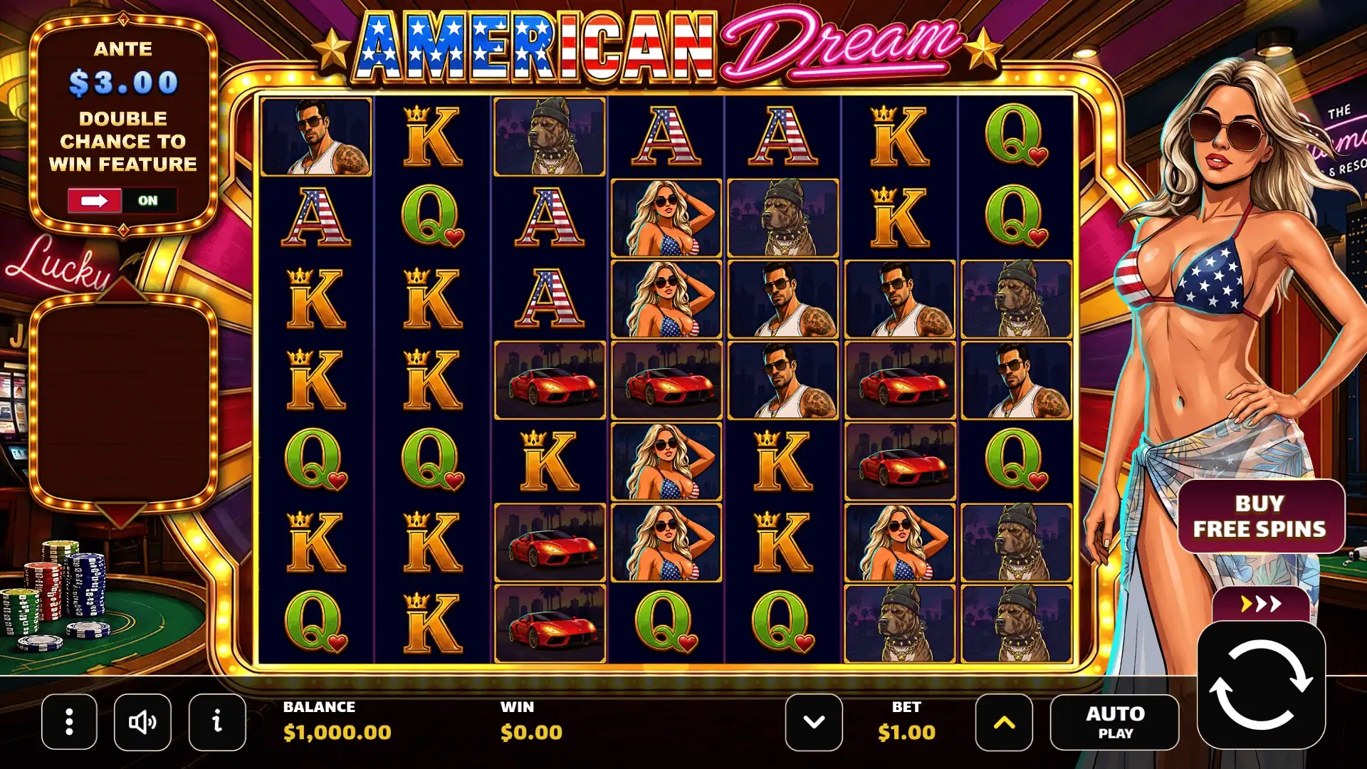 American Dream slot gameplay reels