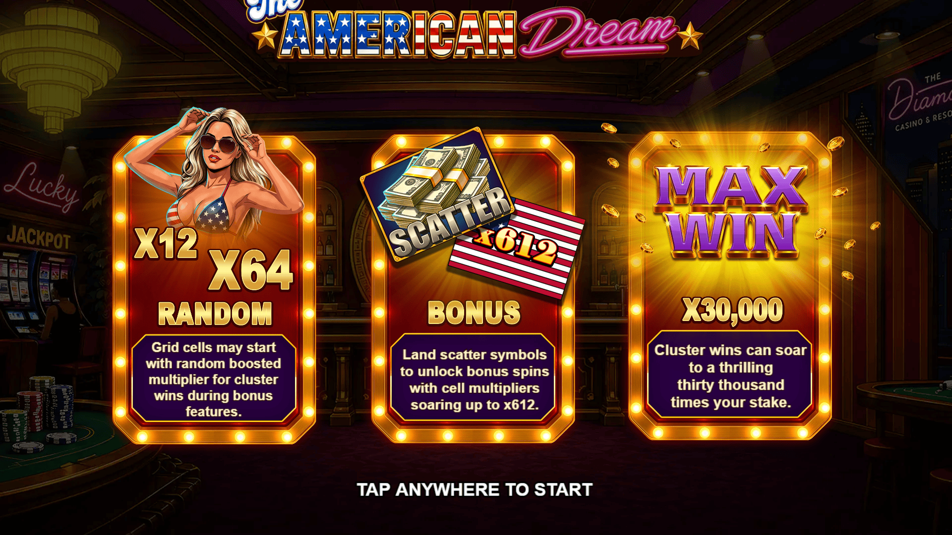 The American Dream slot intro screen