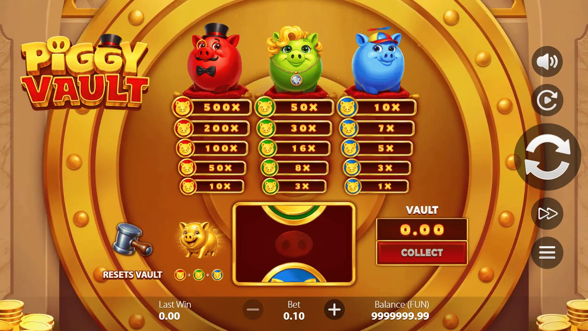 Piggy Vault slot gameplay reels