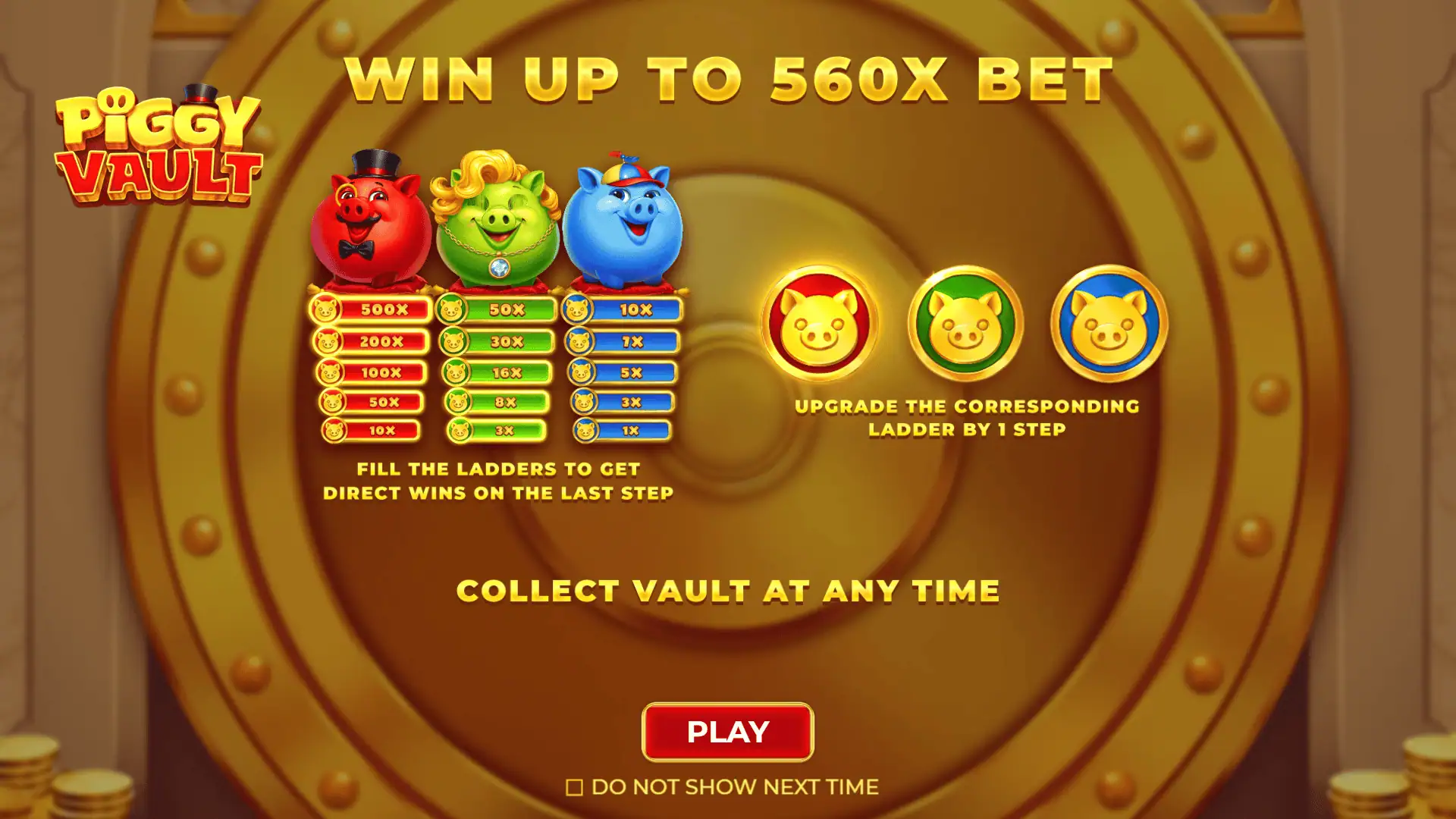 Piggy Vault slot intro screen