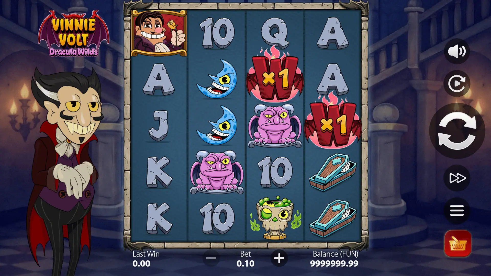 Vinnie Volt: Dracula Wilds slot gameplay reels