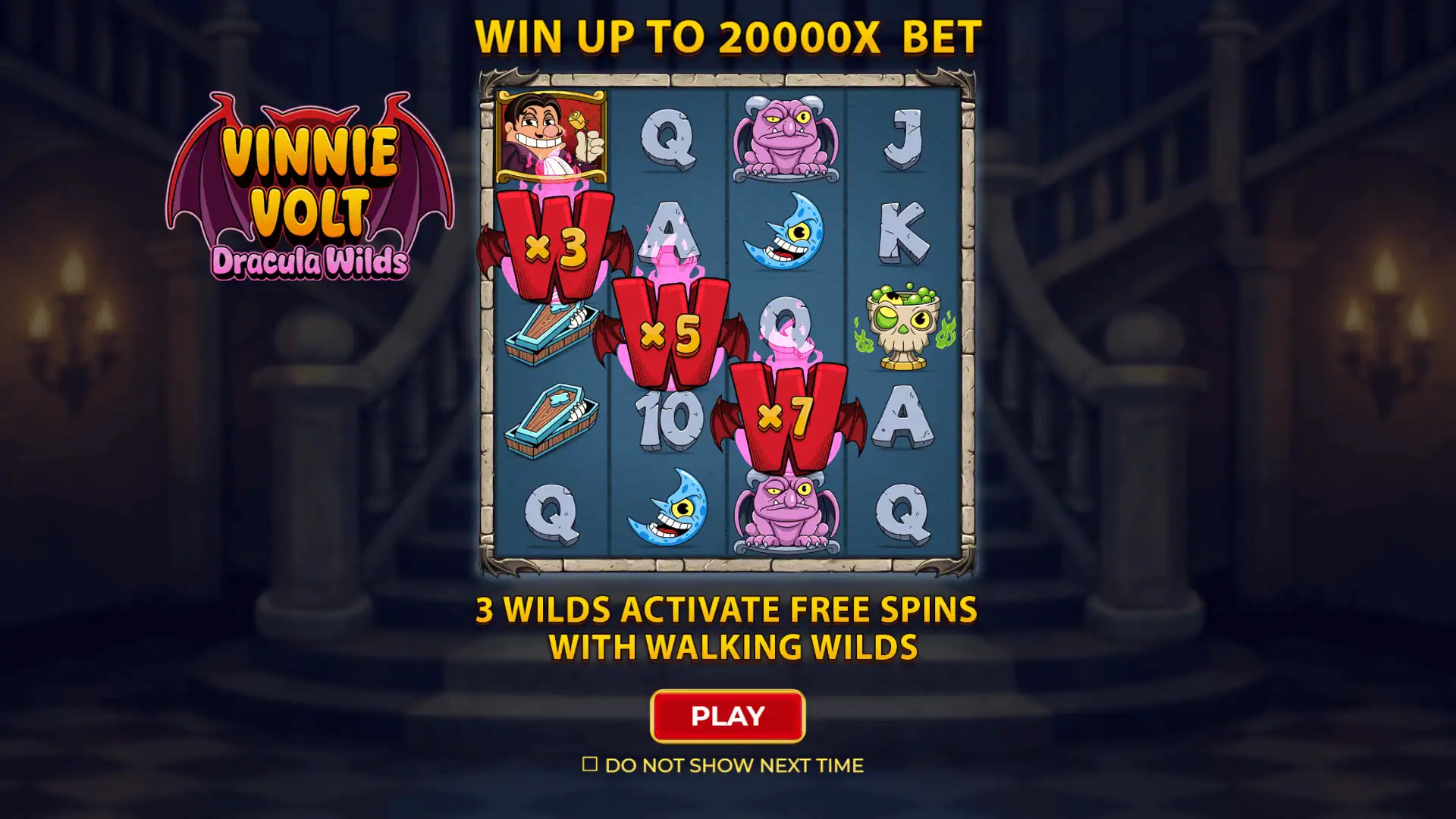 Vinnie Volt: Dracula Wilds slot intro screen