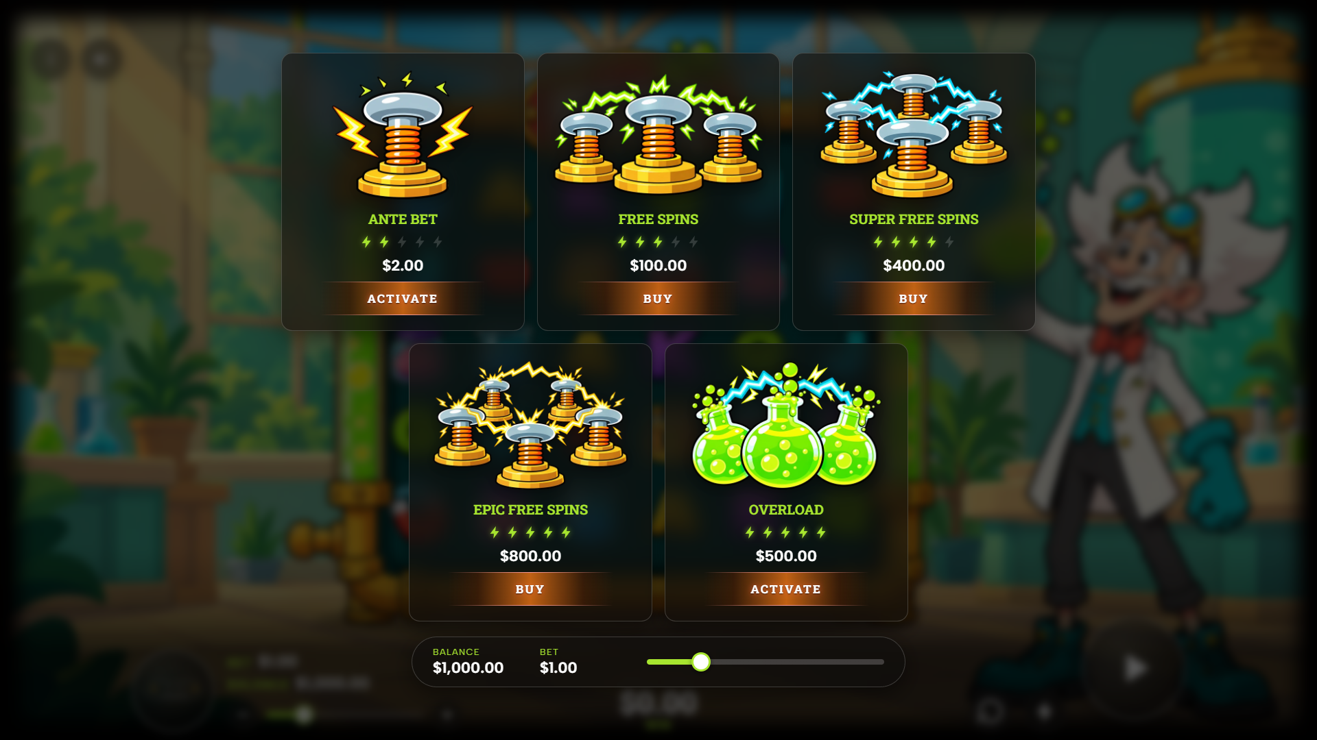 FIZZ bonus buy menu