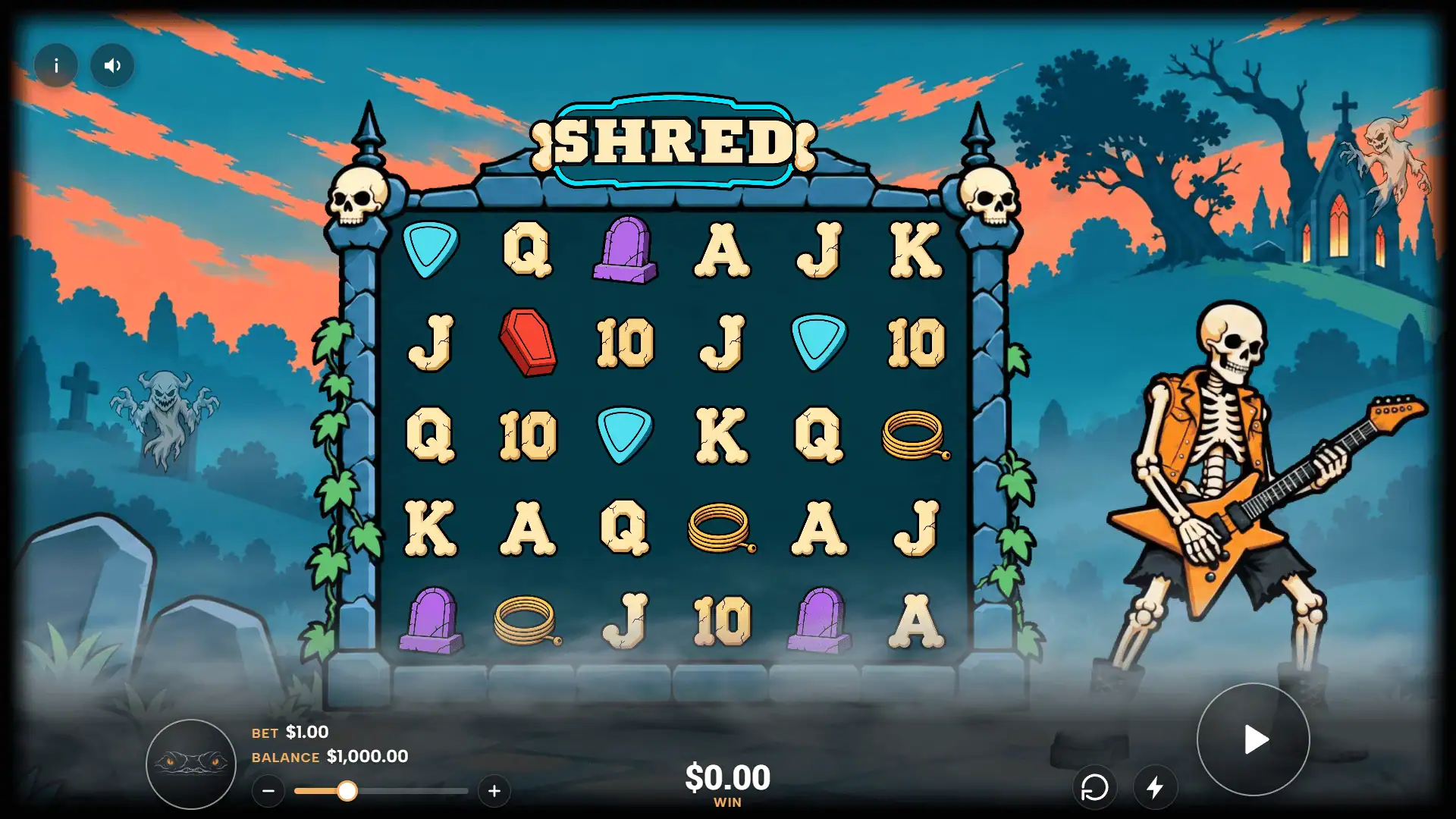 Shred slot gameplay grid