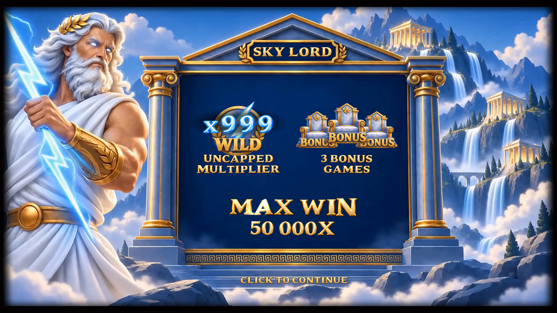 Sky Lord slot intro screen